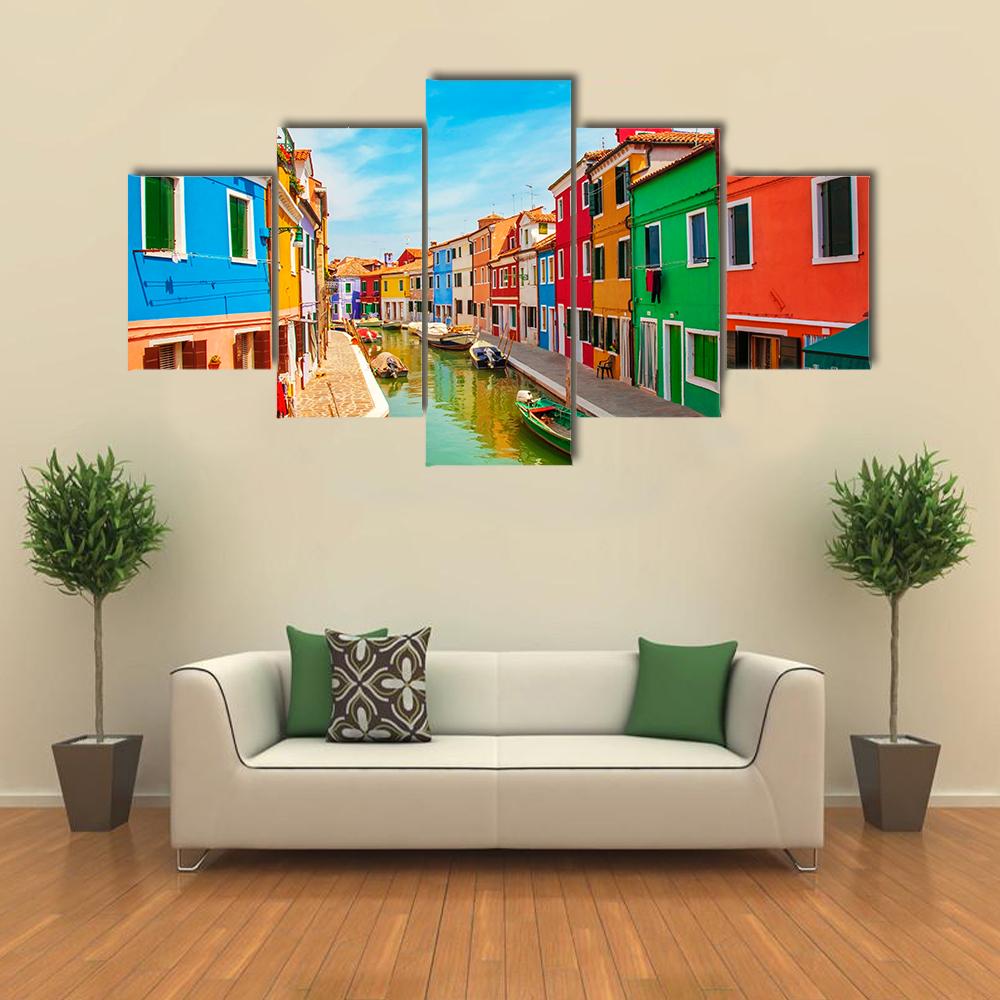 Burano Island In The Venetian Lagoon Canvas Wall Art-5 Star-Gallery Wrap-42" x 21"-Tiaracle