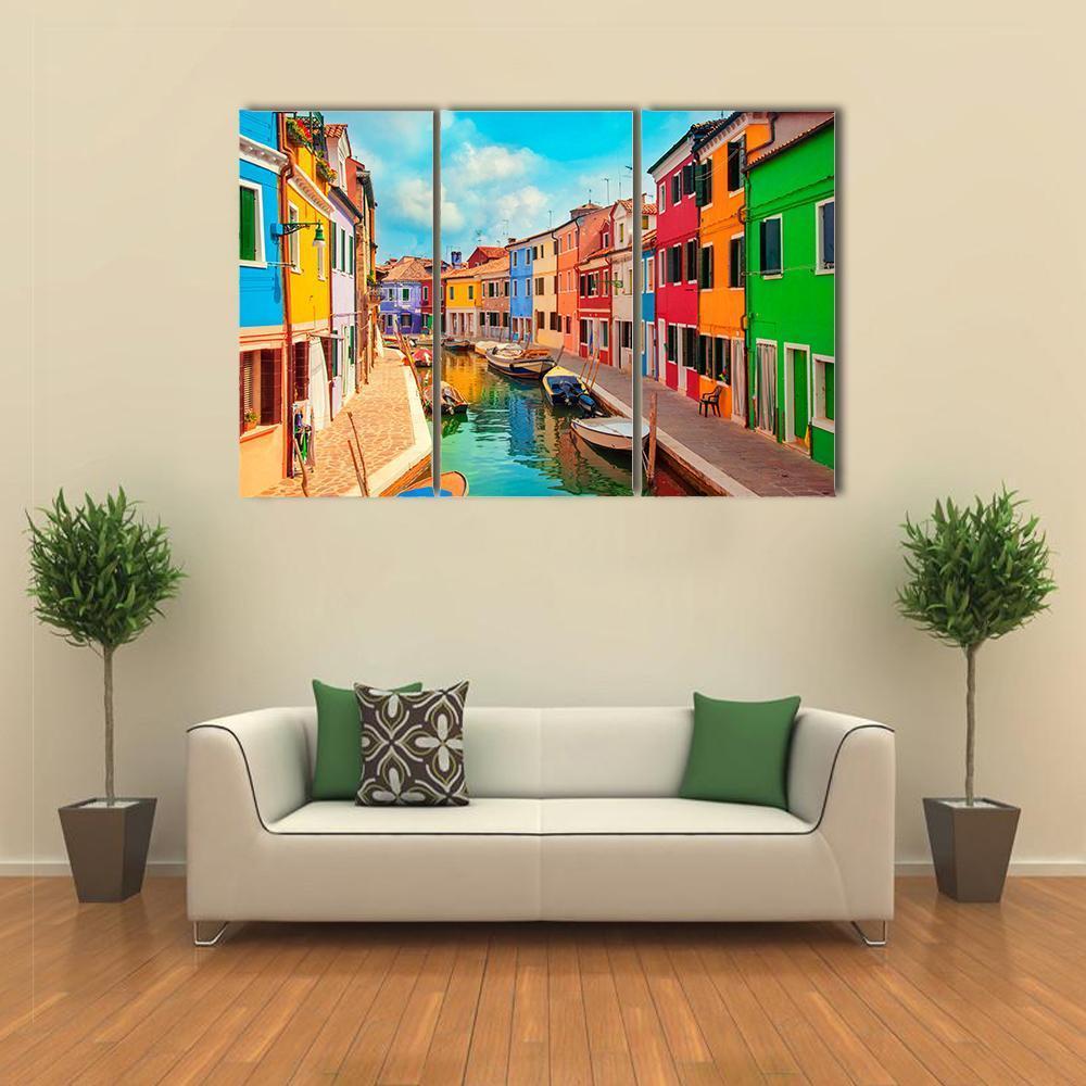 Burano Island In Venice Canvas Wall Art-3 Horizontal-Gallery Wrap-37" x 24"-Tiaracle