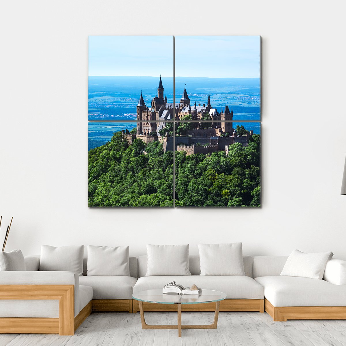 Burg Hohenzollern Castle Canvas Wall Art-4 Square-Gallery Wrap-17" x 17"-Tiaracle