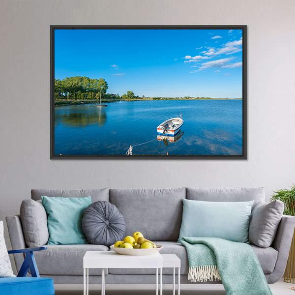 Burger Inland Lake Canvas Wall Art-1 Piece-Floating Frame-24" x 16"-Tiaracle