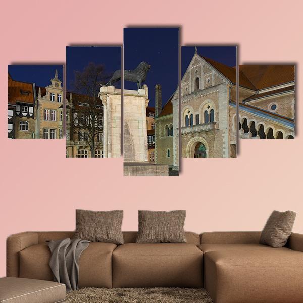 Braunschweig At Night Canvas Wall Art-5 Star-Gallery Wrap-62" x 32"-Tiaracle