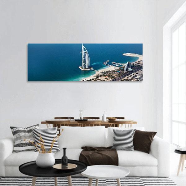 Burj Al Arab Panoramic Canvas Wall Art-1 Piece-36" x 12"-Tiaracle