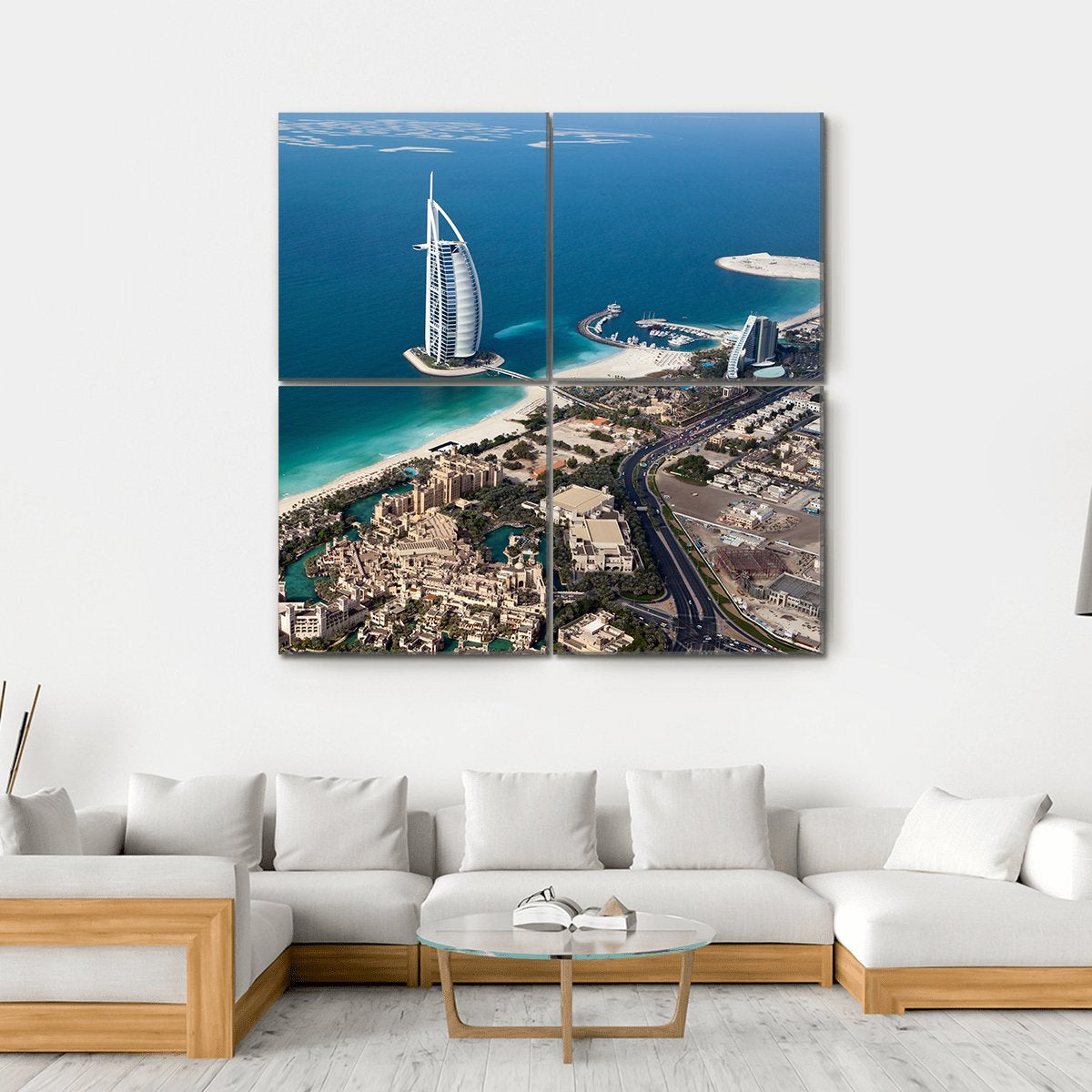 Burj Al Arab Canvas Wall Art-4 Square-Gallery Wrap-17" x 17"-Tiaracle