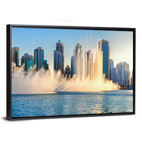 Burj Khalifa Fountains Panoramic Canvas Wall Art-1 Piece-36" x 12"-Tiaracle