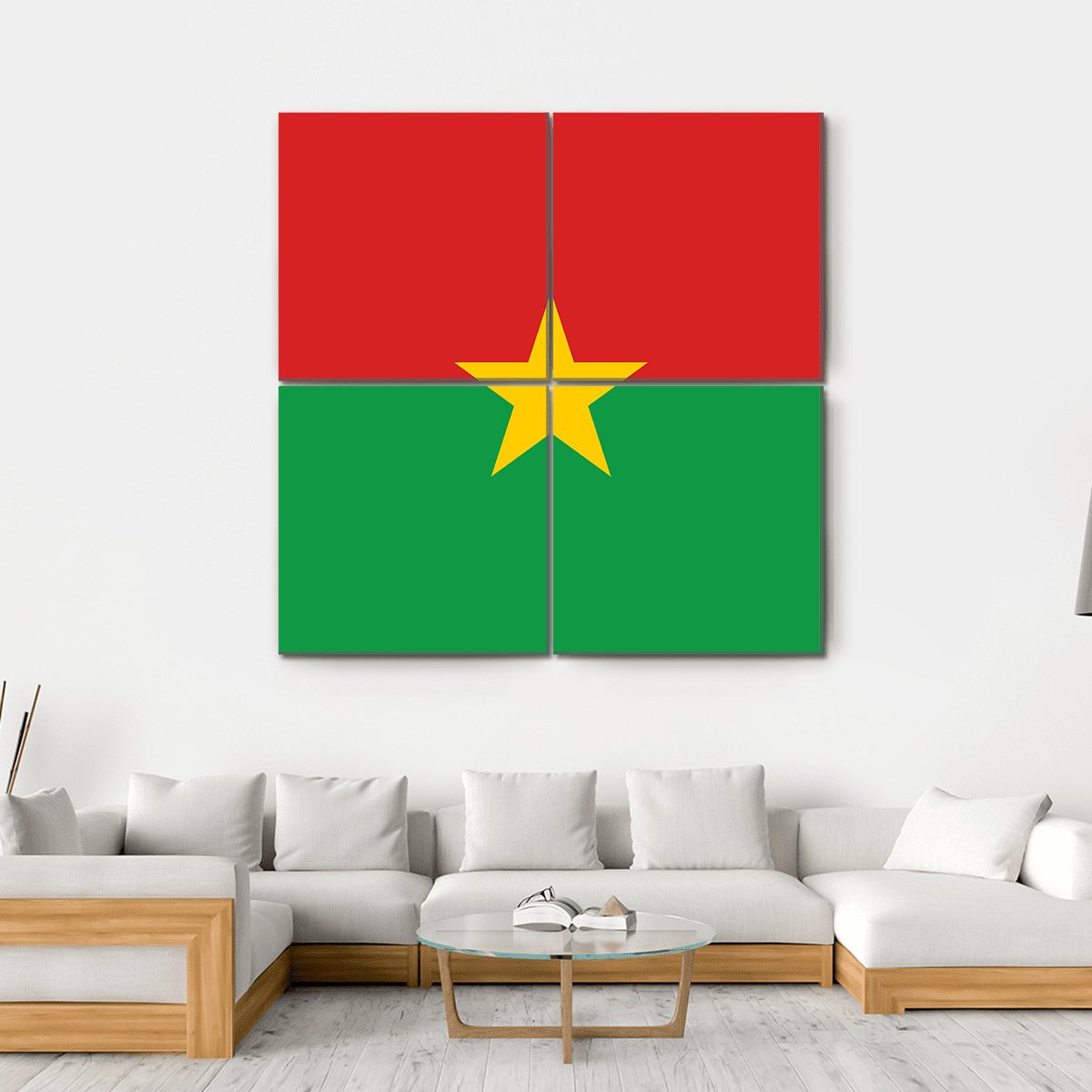 Burkina Faso Flag Canvas Wall Art-4 Square-Gallery Wrap-17" x 17"-Tiaracle