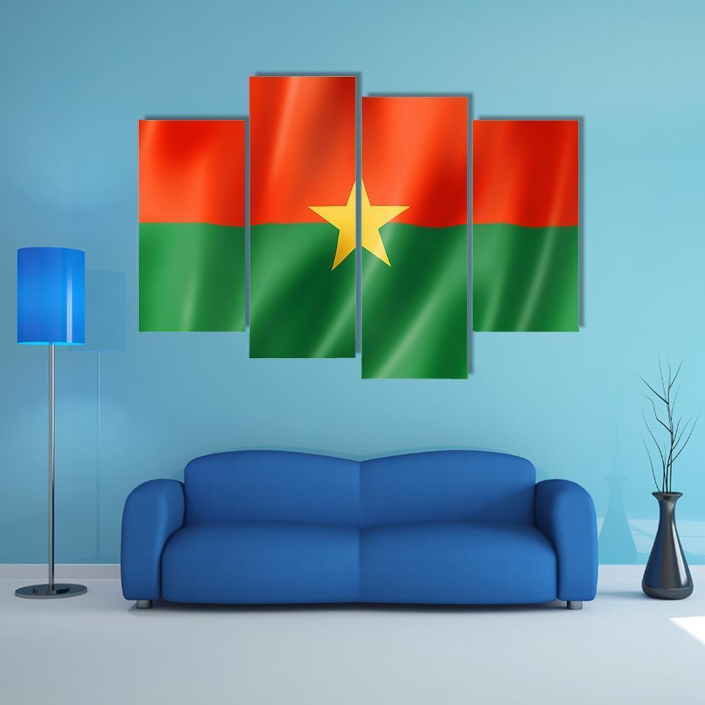Burkina Faso Flag Canvas Wall Art-4 Pop-Gallery Wrap-50" x 32"-Tiaracle
