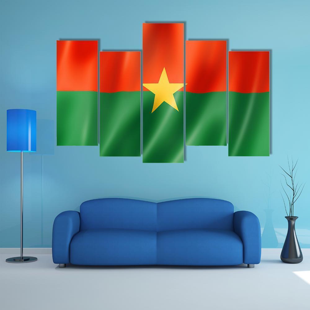 Burkina Faso Flag Canvas Wall Art-5 Pop-Gallery Wrap-47" x 32"-Tiaracle