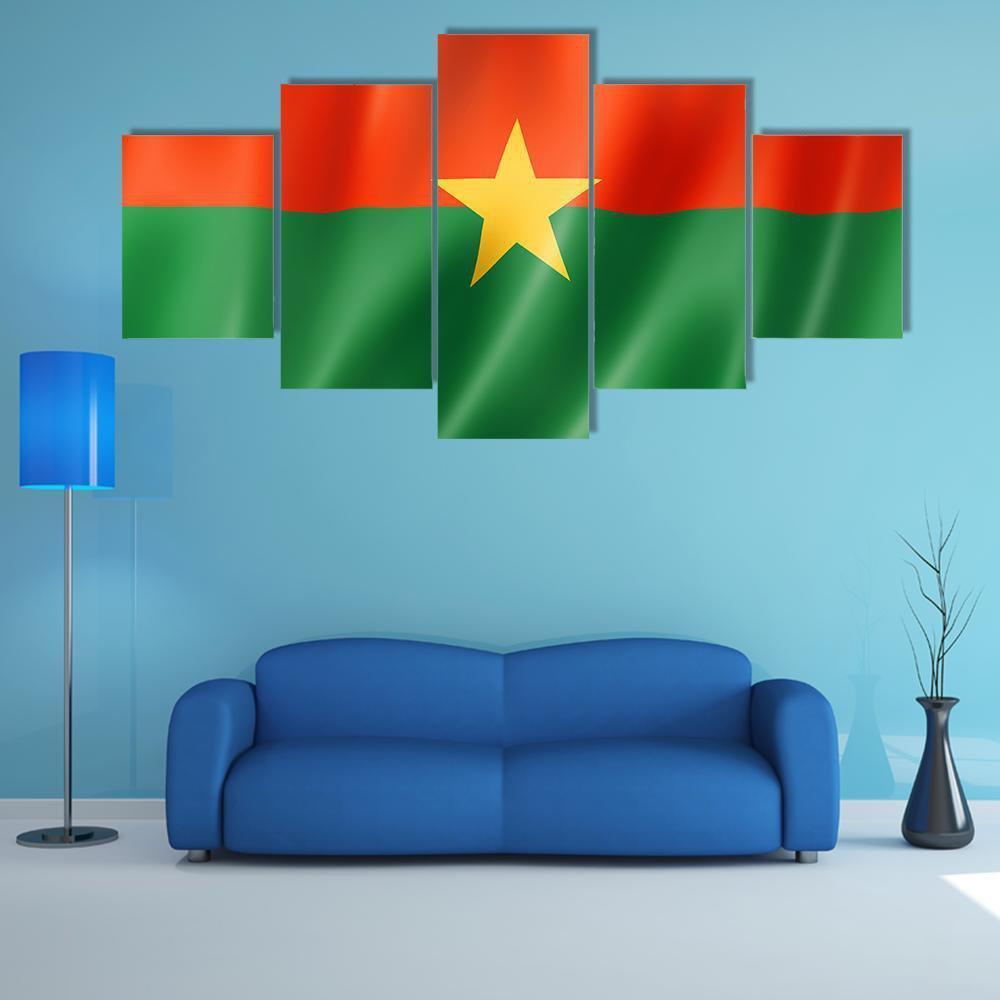 Burkina Faso Flag Canvas Wall Art-5 Star-Gallery Wrap-62" x 32"-Tiaracle