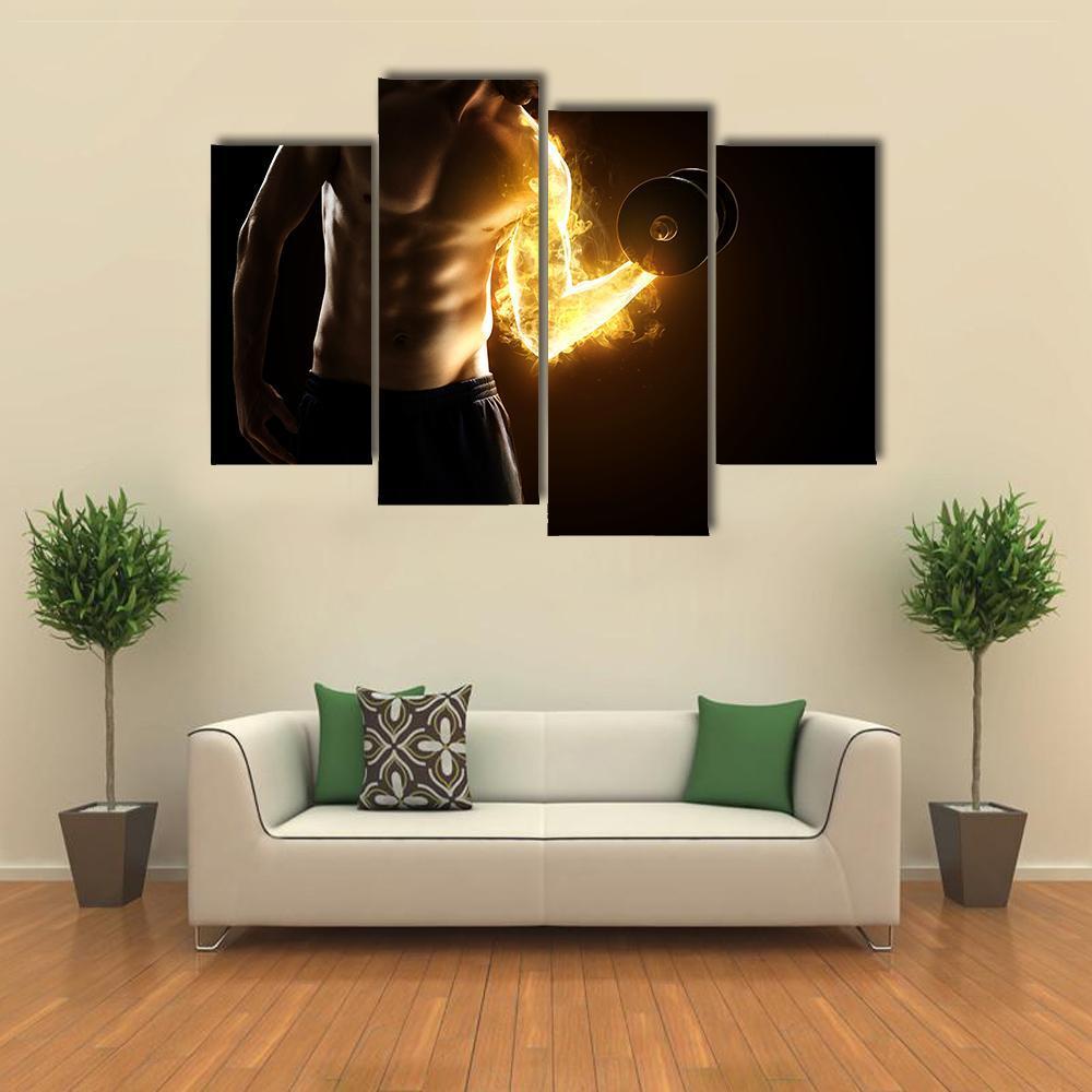 Burning Muscles Canvas Wall Art-4 Pop-Gallery Wrap-50&quot; x 32&quot;-Tiaracle