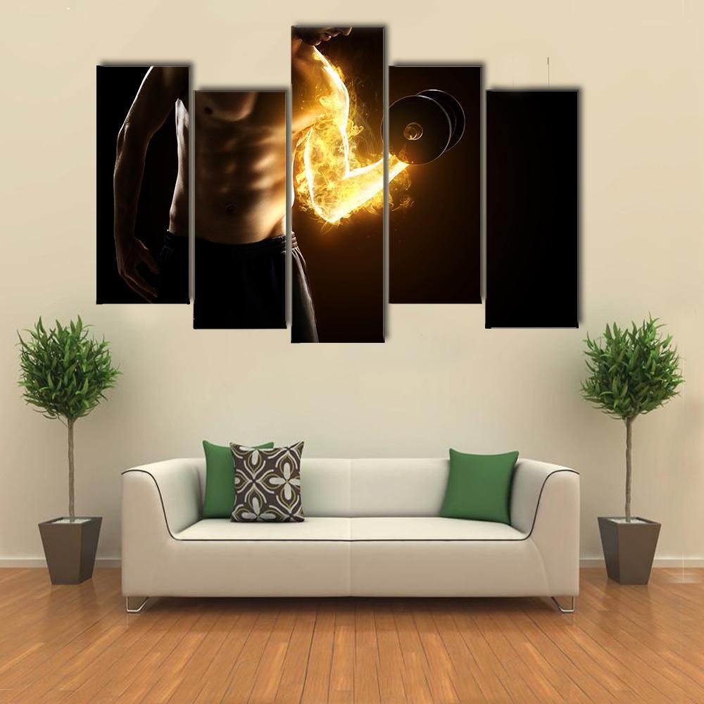 Burning Muscles Canvas Wall Art-5 Pop-Gallery Wrap-47&quot; x 32&quot;-Tiaracle