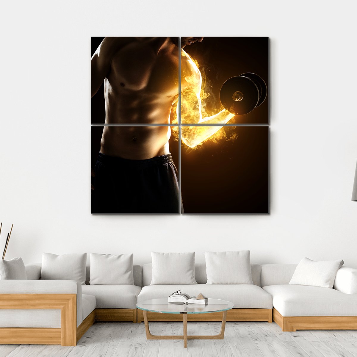 Burning Muscles Canvas Wall Art-4 Square-Gallery Wrap-17" x 17"-Tiaracle