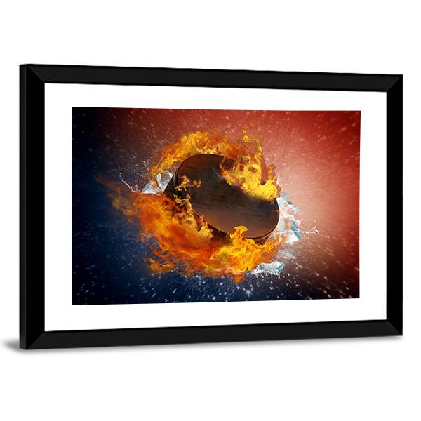 Burning Puck Canvas Wall Art-5 Horizontal-Gallery Wrap-22" x 12"-Tiaracle
