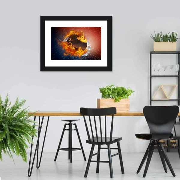Burning Puck Canvas Wall Art-5 Horizontal-Gallery Wrap-22" x 12"-Tiaracle