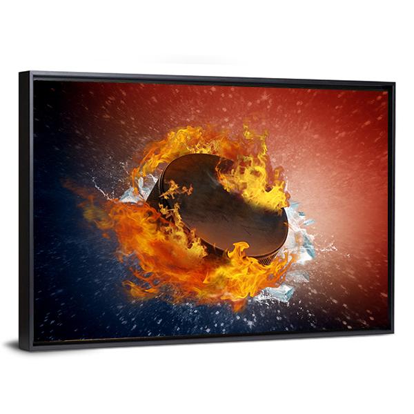 Burning Puck Canvas Wall Art-5 Horizontal-Gallery Wrap-22" x 12"-Tiaracle
