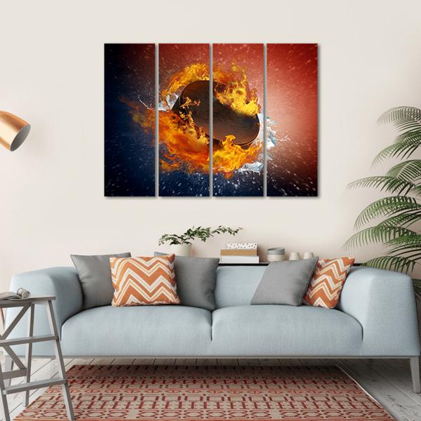 Burning Puck Canvas Wall Art-4 Horizontal-Gallery Wrap-34" x 24"-Tiaracle