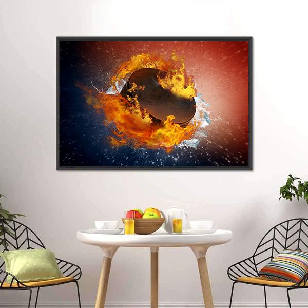 Burning Puck Canvas Wall Art-3 Horizontal-Gallery Wrap-25&quot; x 16&quot;-Tiaracle