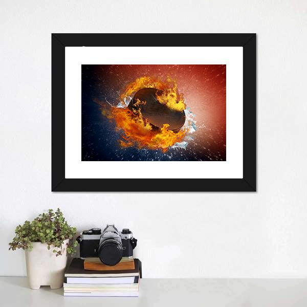 Burning Puck Canvas Wall Art-1 Piece-Framed Print-20&quot; x 16&quot;-Tiaracle