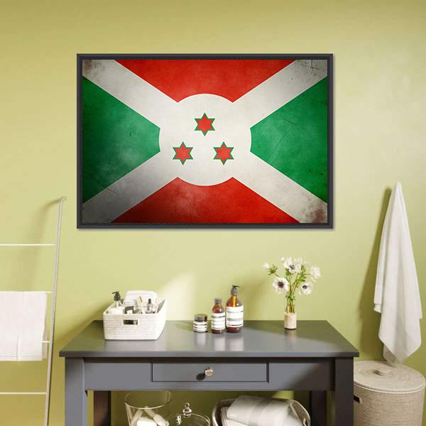 Burundi Faso Flag Canvas Wall Art-5 Horizontal-Gallery Wrap-22" x 12"-Tiaracle