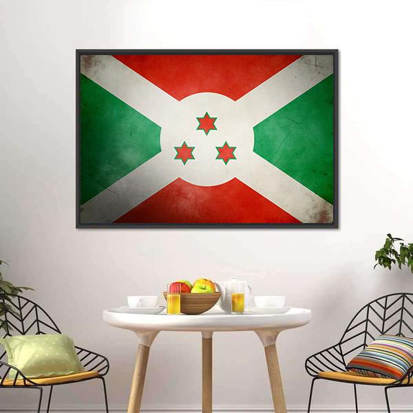 Burundi Faso Flag Canvas Wall Art-5 Horizontal-Gallery Wrap-22" x 12"-Tiaracle