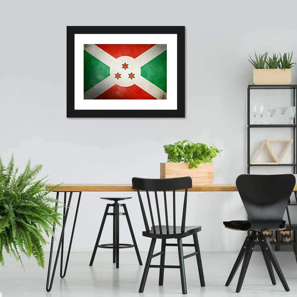 Burundi Faso Flag Canvas Wall Art-5 Horizontal-Gallery Wrap-22" x 12"-Tiaracle