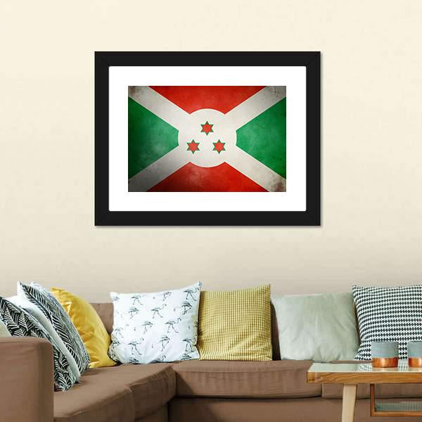 Burundi Faso Flag Canvas Wall Art-5 Horizontal-Gallery Wrap-22" x 12"-Tiaracle