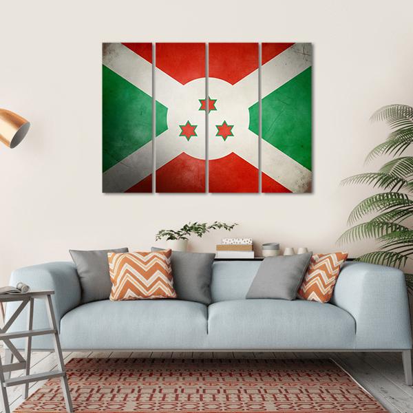 Burundi Faso Flag Canvas Wall Art-4 Horizontal-Gallery Wrap-34" x 24"-Tiaracle