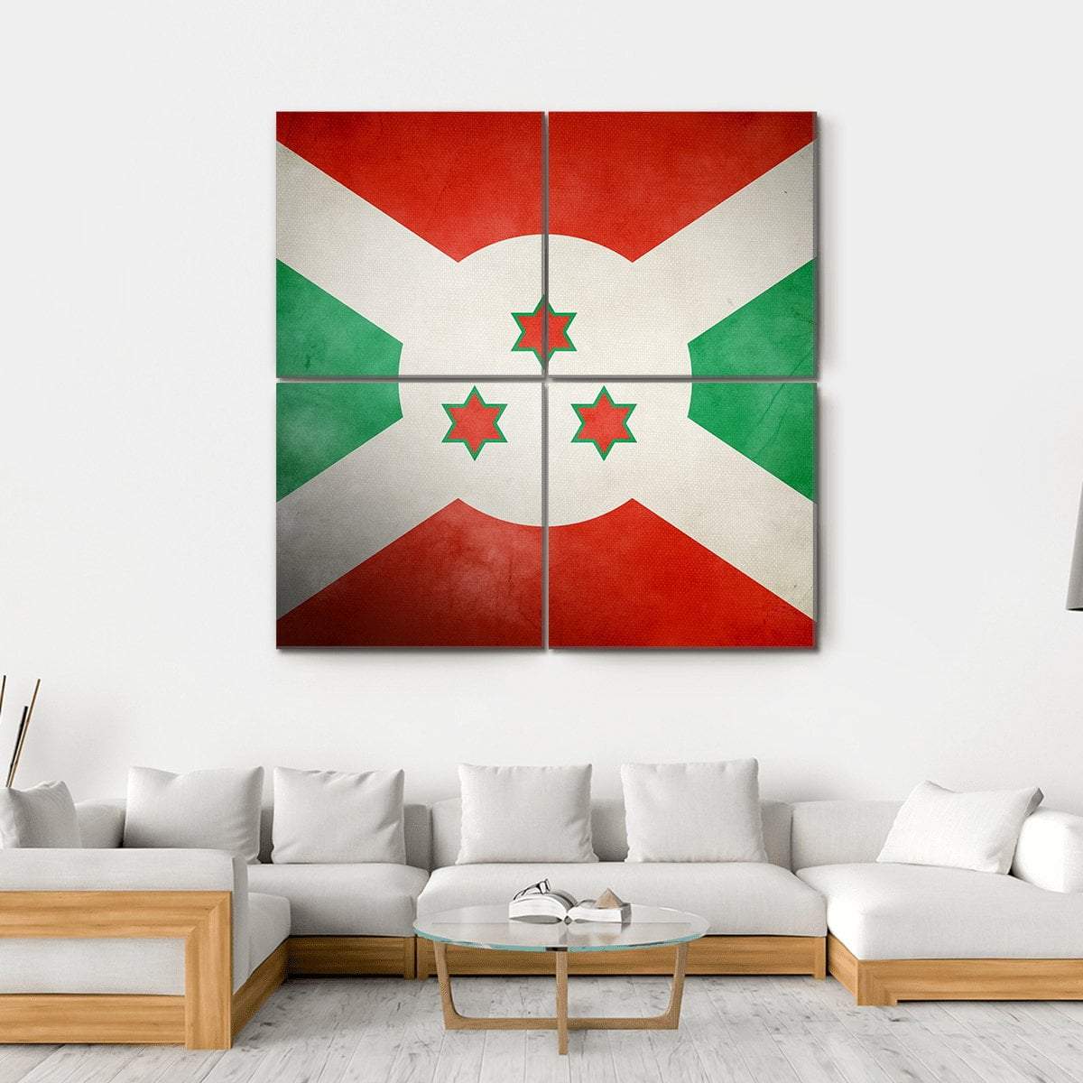 Burundi Faso Flag Canvas Wall Art-4 Square-Gallery Wrap-17" x 17"-Tiaracle