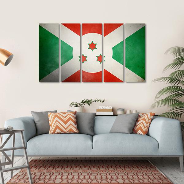 Burundi Faso Flag Canvas Wall Art-5 Horizontal-Gallery Wrap-22" x 12"-Tiaracle