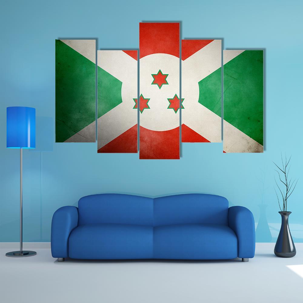 Burundi Faso Flag Canvas Wall Art-5 Pop-Gallery Wrap-47" x 32"-Tiaracle