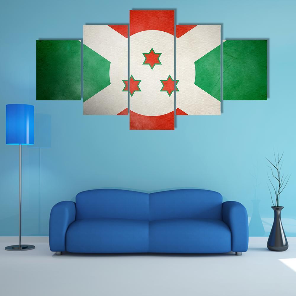Burundi Faso Flag Canvas Wall Art-5 Star-Gallery Wrap-62" x 32"-Tiaracle