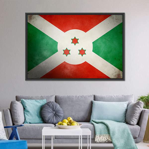 Burundi Faso Flag Canvas Wall Art-1 Piece-Floating Frame-24" x 16"-Tiaracle