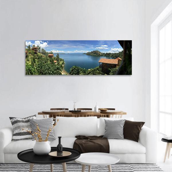 Burundi Lake Panoramic Canvas Wall Art-3 Piece-25" x 08"-Tiaracle