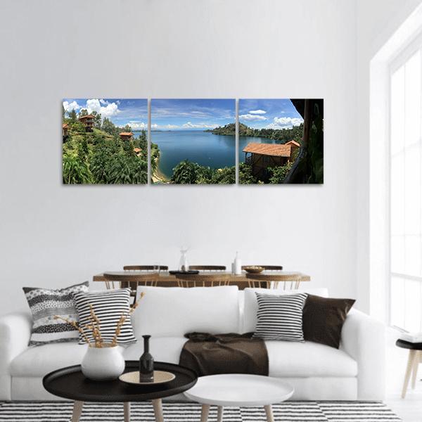 Burundi Lake Panoramic Canvas Wall Art-3 Piece-25" x 08"-Tiaracle