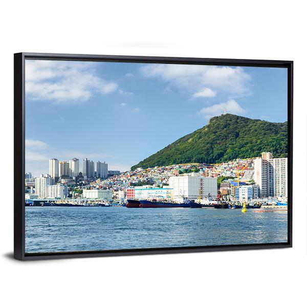 Busan City With Lake Canvas Wall Art-3 Horizontal-Gallery Wrap-25" x 16"-Tiaracle