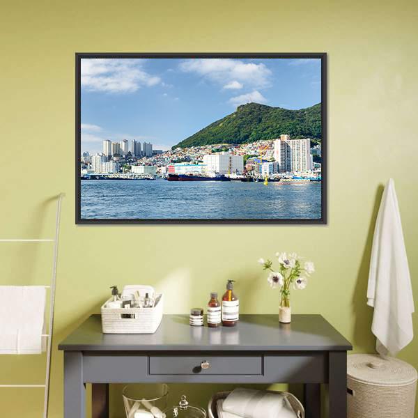 Busan City With Lake Canvas Wall Art-3 Horizontal-Gallery Wrap-25" x 16"-Tiaracle