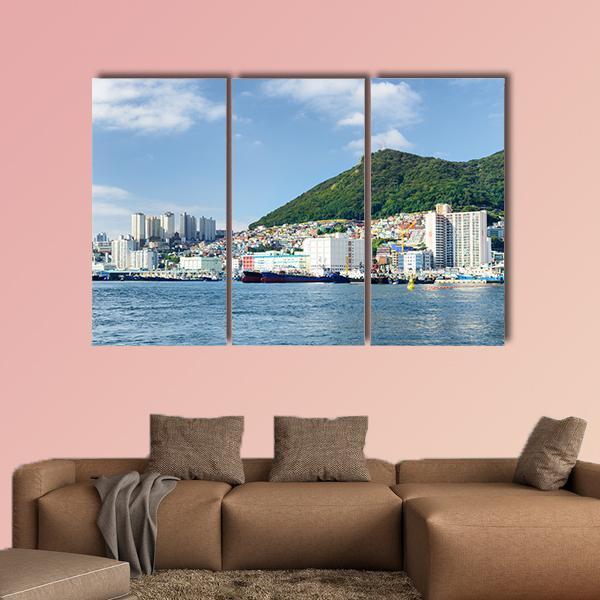 Busan City With Lake Canvas Wall Art-3 Horizontal-Gallery Wrap-25" x 16"-Tiaracle