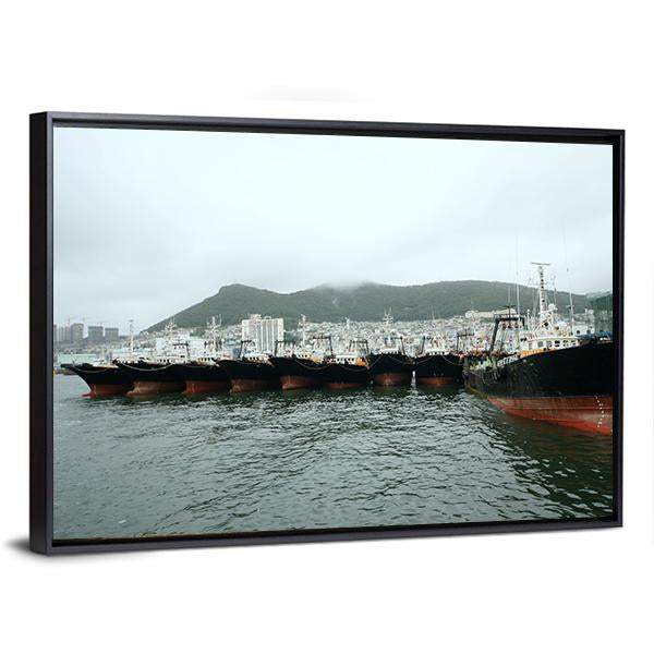 Busan Port Canvas Wall Art-3 Horizontal-Gallery Wrap-25" x 16"-Tiaracle