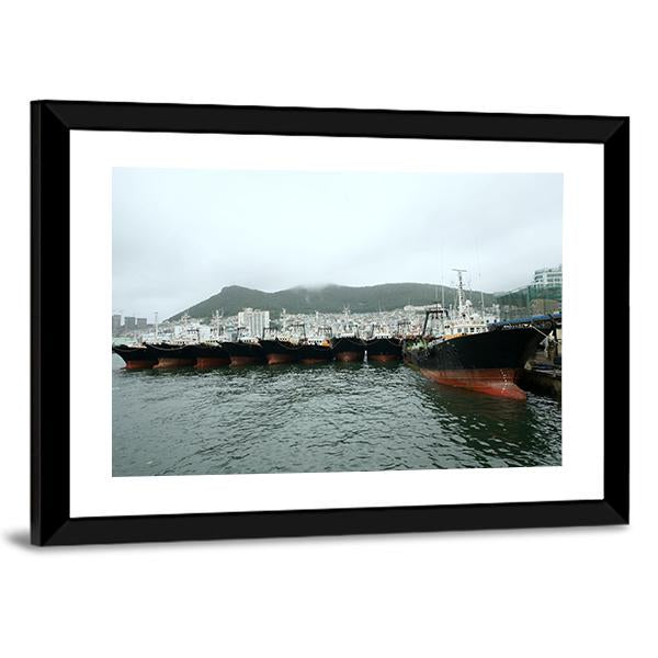 Busan Port Canvas Wall Art-3 Horizontal-Gallery Wrap-25" x 16"-Tiaracle