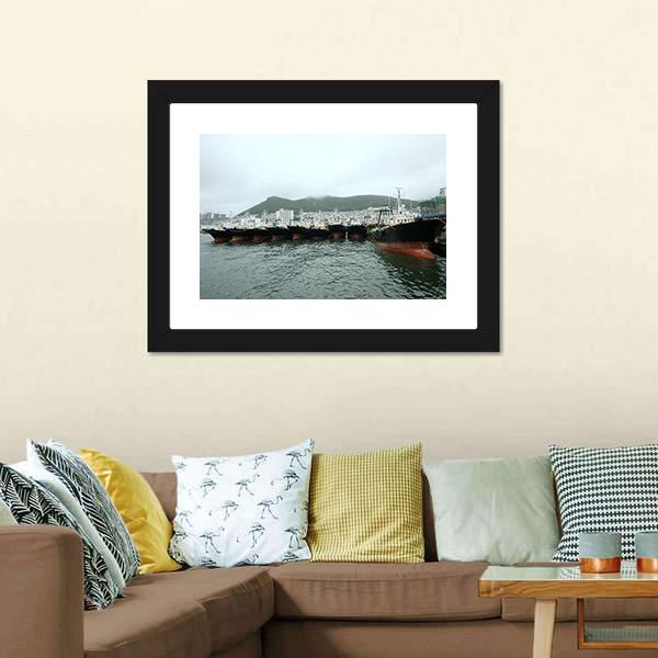 Busan Port Canvas Wall Art-3 Horizontal-Gallery Wrap-25" x 16"-Tiaracle