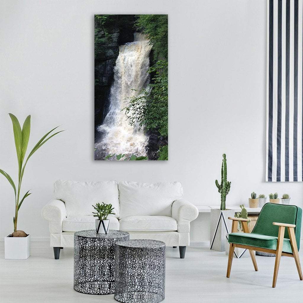 Bushkill Falls Vertical Canvas Wall Art-1 Vertical-Gallery Wrap-12" x 24"-Tiaracle