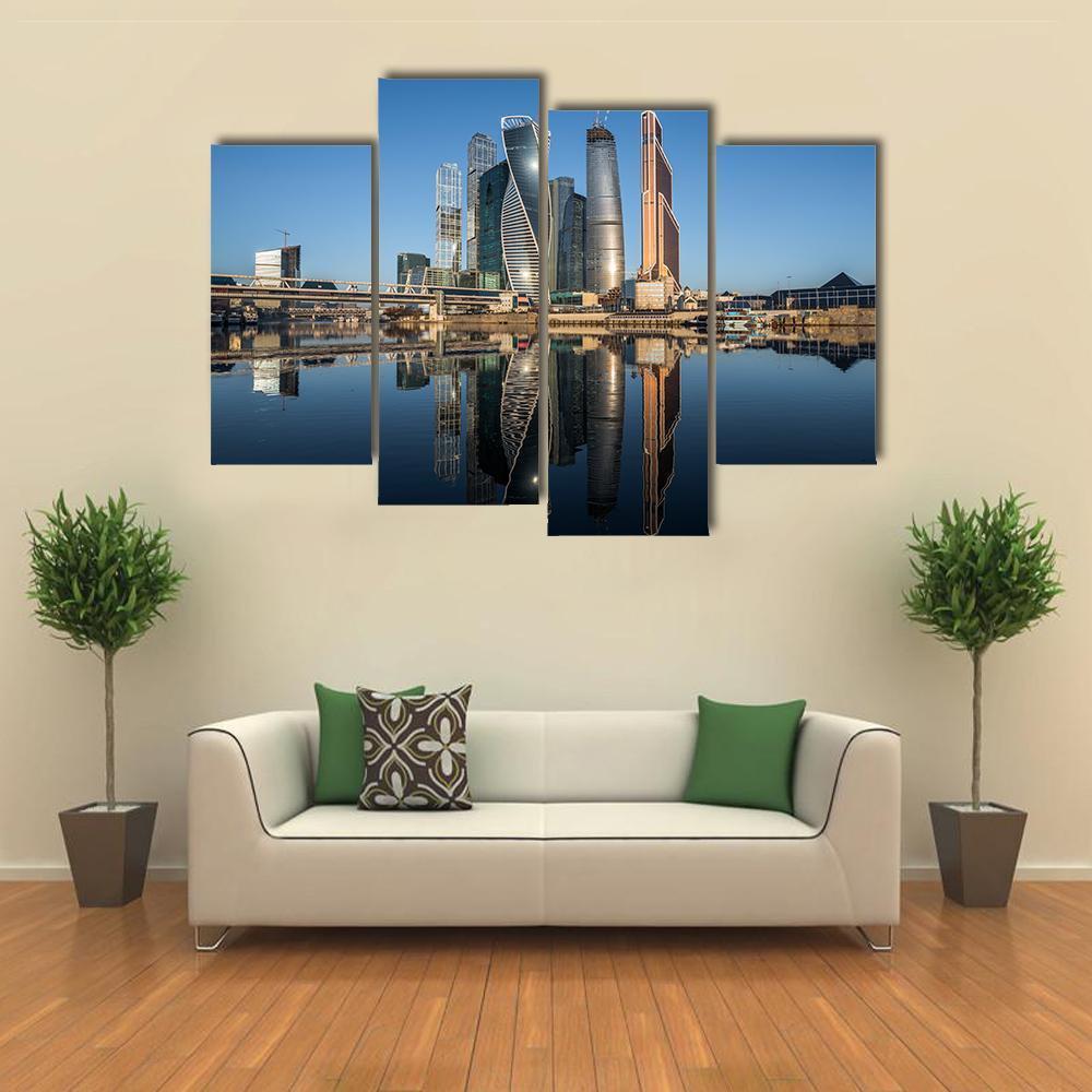 Business Center In Moscow Canvas Wall Art-4 Pop-Gallery Wrap-50" x 32"-Tiaracle
