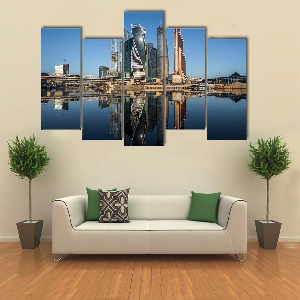 Business Center In Moscow Canvas Wall Art-5 Pop-Gallery Wrap-47" x 32"-Tiaracle