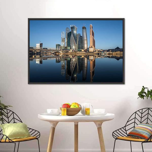 Business Center In Moscow Canvas Wall Art-3 Horizontal-Gallery Wrap-25" x 16"-Tiaracle