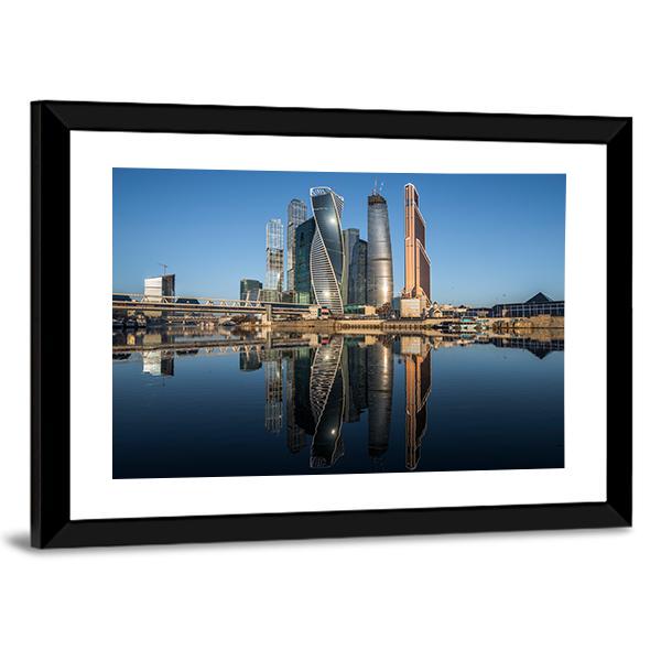 Business Center In Moscow Canvas Wall Art-3 Horizontal-Gallery Wrap-25" x 16"-Tiaracle