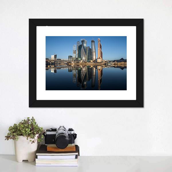 Business Center In Moscow Canvas Wall Art-1 Piece-Framed Print-20" x 16"-Tiaracle