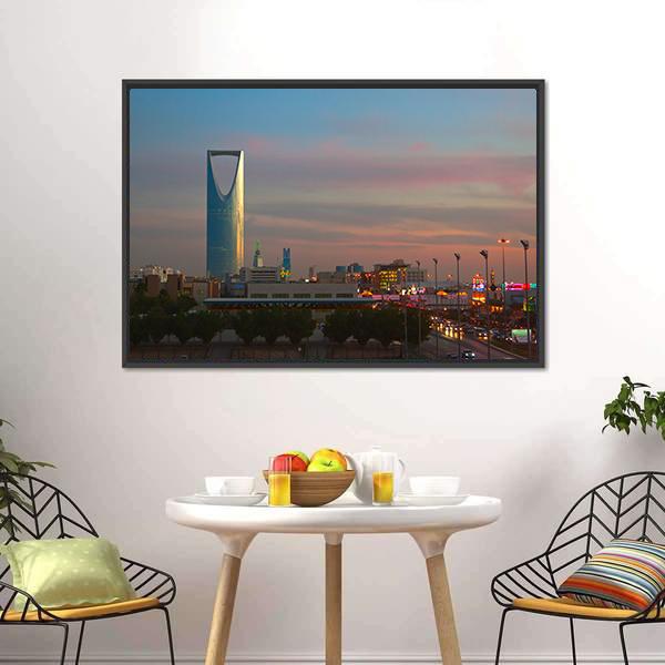 Business District Landmarks Of Riyadh Canvas Wall Art-3 Horizontal-Gallery Wrap-25" x 16"-Tiaracle
