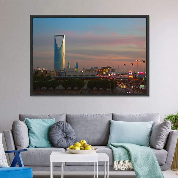 Business District Landmarks Of Riyadh Canvas Wall Art-3 Horizontal-Gallery Wrap-25" x 16"-Tiaracle