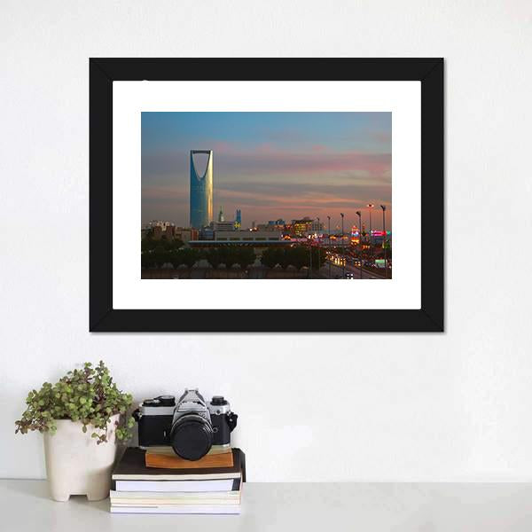Business District Landmarks Of Riyadh Canvas Wall Art-1 Piece-Framed Print-20" x 16"-Tiaracle