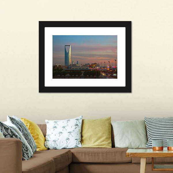 Business District Landmarks Of Riyadh Canvas Wall Art-3 Horizontal-Gallery Wrap-25" x 16"-Tiaracle