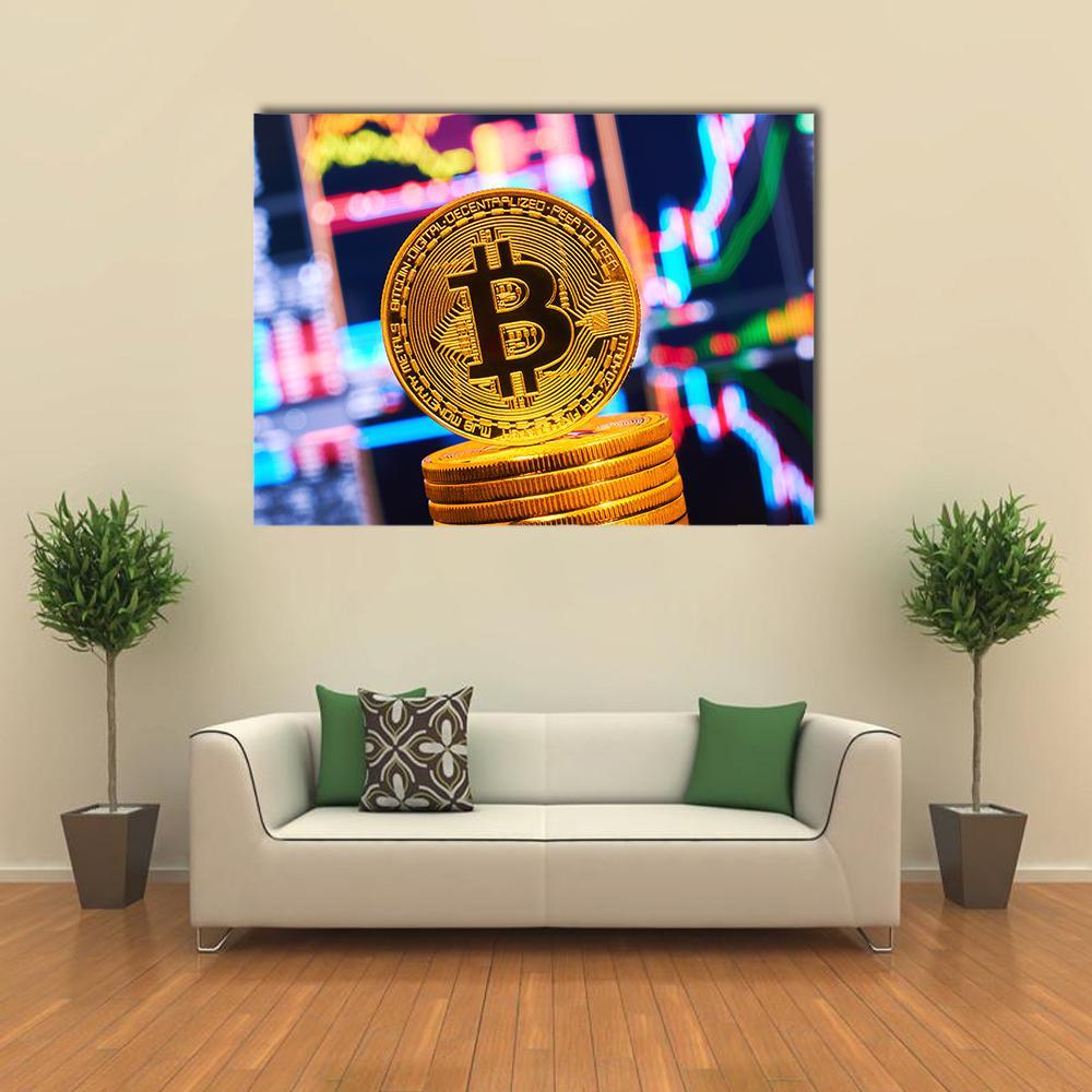 Business Graphs Of Bitcoin Canvas Wall Art-1 Piece-Gallery Wrap-36" x 24"-Tiaracle